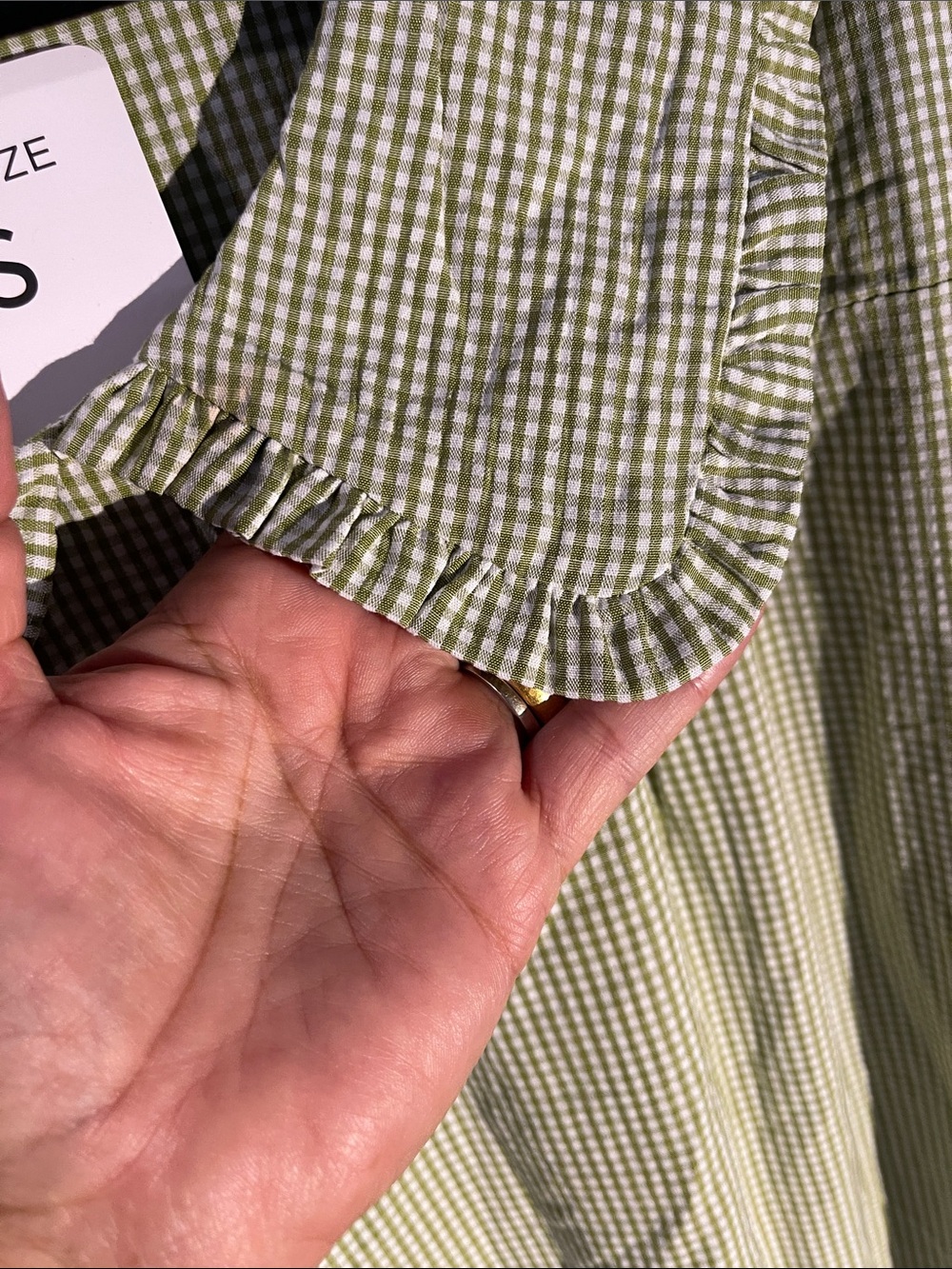 Green Gingham Puff Sleeve Dress with Peter Pan Collar Sz S NWT - Picture 4 of 10